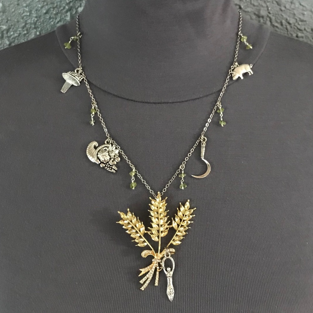 “Demeter: Goddess of the Harvest” Ceres Greek Mythology Handmade Necklace, Wheat